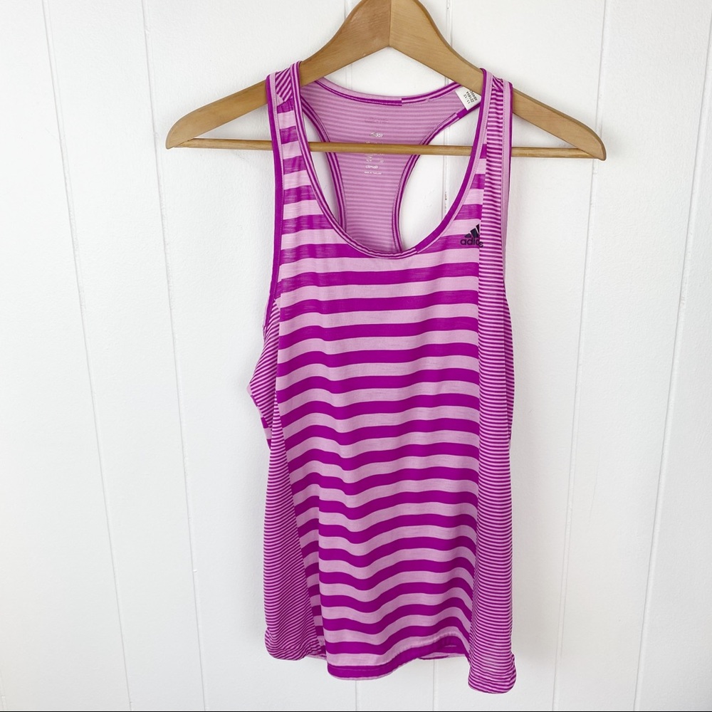 Adidas Purple Stripe Racerback Tank Top Medium